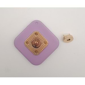 Çanta Aksesuar 7 cm Kare Akrilikli Lila Renk Light Gold Mıknatıslı Kilit