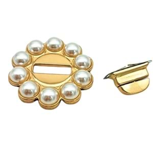 Çanta Aksesuar 6 cm İncili Yuvarlak Light Gold Kilit