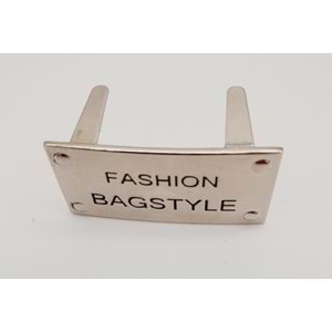 Çanta Aksesuar Fashion Bagstyle Yazılı Plaka Süs Gümüş Renk