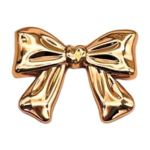 Çanta Aksesuar 6x5 cm Kurdele Model Plaka Süs Light Gold Renk