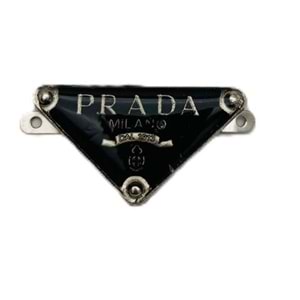 Çanta Aksesuar 3.5x2 Cm Prada Metal Plaka Etiket Süs Gümüş Metalli