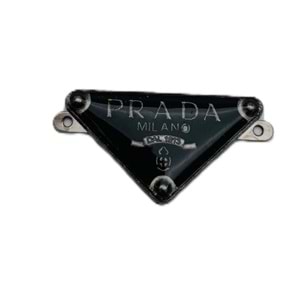 Çanta Aksesuar 3.5x2 Cm Prada Metal Plaka Etiket Süs Füme Metalli