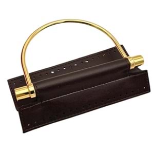 Çanta Aksesuar Suni Derili Metal Çanta Sapı İpek Model Koyu Kahve Renk Light Gold Metal (Yeni Model)