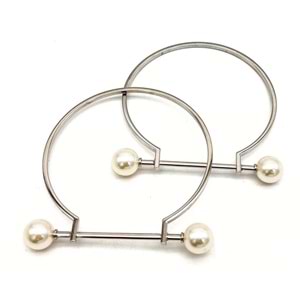 Çanta Aksesuar 9 cm İncili Gümüş Renk İncili Metal Çanta Sapı