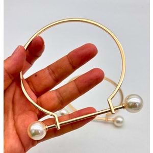 Çanta Aksesuar 9 cm İncili Light Gold Renk İncili Metal Çanta Sapı