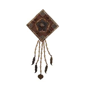Çanta Aksesuar Çanta Aksesuar Boncuk İşlemeli Derili 7 cm Kare Model Otantik Süs 1 Adet