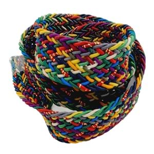 Çanta Aksesuar 3 cm Simli Supra Renkli Örme Kolon 1 metre No:01
