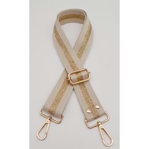 Çanta Aksesuar Polyester Kolon 120X4 Cm Bej Renk Simli Light Gold Metalli