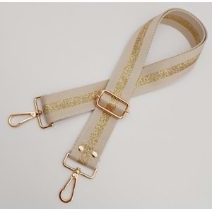 Çanta Aksesuar Polyester Kolon 120X4 Cm Bej Renk Simli Light Gold Metalli
