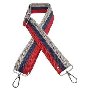 Çanta Aksesuar 120x4 cm Polyester Kolon Çanta Sapı Kırmızı Lacivert Gri Renk Gümüş Metalli
