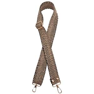 Çanta Aksesuar 120x3 cm Jüt Kolon Çanta Sapı Siyah Renk Light Gold Metalli