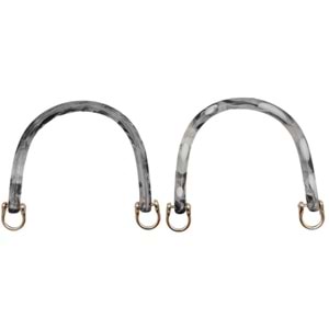 Çanta Aksesuar 16 cm Akrilik Siyah Beyaz Leopar Çanta Tutma Sapı Light Gold Metalli