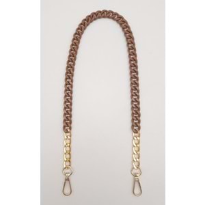 Çanta Aksesuar Renkli Metal 60 cm Kancalı Zincir Taba
