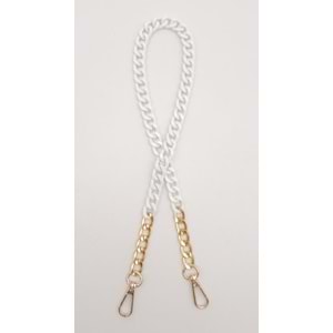 Çanta Aksesuar Renkli Metal 60 cm Kancalı Zincir Buz Beyazı
