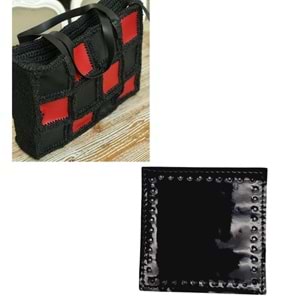 Çanta Aksesuar 10x10 cm Kare Rugan Deri Siyah Renk 1 Adet