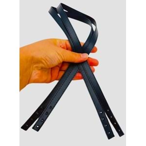 Çanta Aksesuar Slim Model 70x1.2 cm Suni Deri Lacivert Renk Çift Çanta Sapı