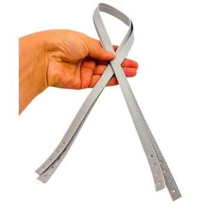 Çanta Aksesuar Slim Model 70x1.2 cm Suni Deri Açık Gri Renk Çift Çanta Sapı