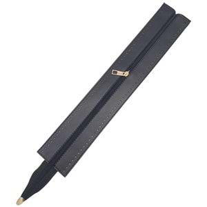Çanta Aksesuar 40 cm Derili Fermuar Siyah Renk Light Gold Metalli