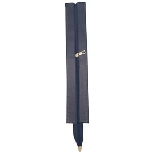 Çanta Aksesuar 40 cm Derili Fermuar Lacivert Renk Light Gold Metalli