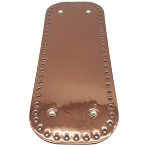 Çanta Aksesuar Parlak Rugan Deri 32x12 cm Dikdörtgen Çanta Tabanı Bakır Renk Gümüş Metalli