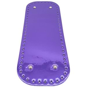 Çanta Aksesuar Parlak Rugan Deri 32x12 cm Dikdörtgen Çanta Tabanı Mor Renk Gümüş Metalli