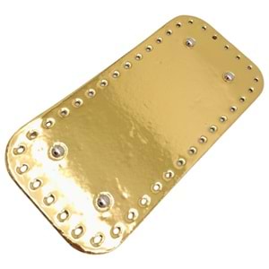 Çanta Aksesuar Parlak Rugan Deri 25x12 cm Dikdörtgen Çanta Tabanı Gold Renk Gümüş Metalli