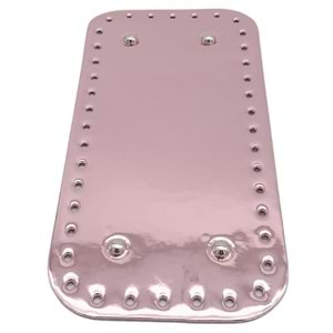 Çanta Aksesuar Parlak Rugan Deri 25x12 cm Dikdörtgen Çanta Tabanı Pudra Renk Gümüş Metalli
