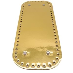 Çanta Aksesuar Parlak Rugan Deri 32x12 cm Dikdörtgen Çanta Tabanı Gold Renk Gümüş Metalli