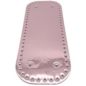 Çanta Aksesuar Parlak Rugan Deri 32x12 cm Dikdörtgen Çanta Tabanı Pudra Renk Gümüş Metalli