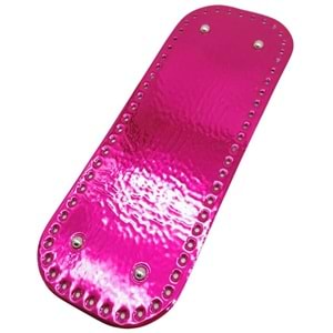 Çanta Aksesuar Parlak Rugan Deri 32x12 cm Dikdörtgen Çanta Tabanı Fuşya Renk Gümüş Metalli
