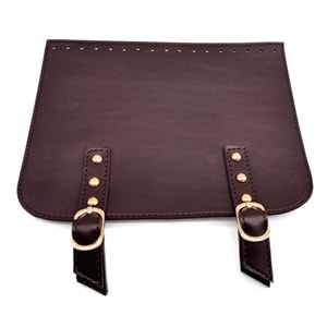 Çanta Aksesuar 24x19 cm Çift Mıknatıslı Suni Deri Kapak Koyu Kahve Renk Light Gold Metalli