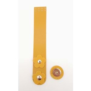 Çanta Aksesuar Hardal Renk 18x3 Cm Tek Kat Suni Deri Kapak Light Gold Metal