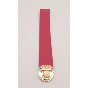 Çanta Aksesuar Fuşya 20x3 Cm Tek Kat Suni Deri Kapak Light Gold Metal