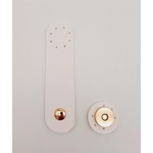 Çanta Aksesuar 11x3 cm Beyaz Suni Deri Yuva Model Çanta Kapağı Light Gold Metalli
