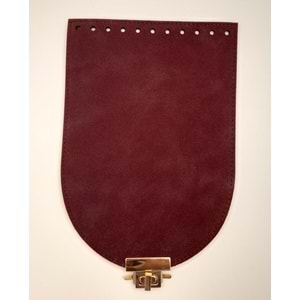 Çanta Aksesuar 15x22 cm Süet Nubuk Deri Bordo Renk Kapak Light Gold Metalli