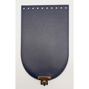Çanta Aksesuar 15x24 cm Suni Deri Lacivert Renk Kapak Light Gold Metalli