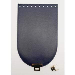 Çanta Aksesuar 15x24 cm Suni Deri Lacivert Renk Kapak Light Gold Metalli