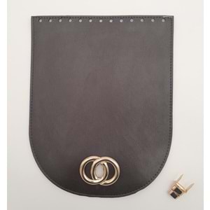 Çanta Aksesuar 17x22 cm Suni Deri Koyu Kahverengi Kapak Light Gold Metalli
