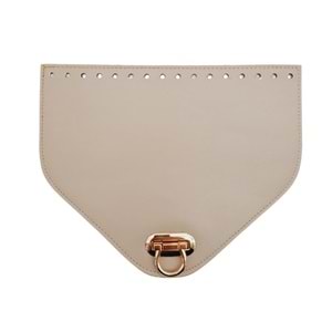 Çanta Aksesuar 22.5x18 cm Suni Deri Bej Renk Kapak Light Gold Metalli