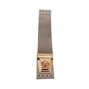 Çanta Aksesuar 18x3.5 cm Suni Deri Parlak Gri Renk Kapak Light Gold Metalli