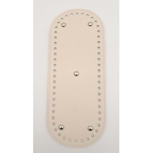 Çanta Aksesuar Suni Deri Krem Renk 30X12 cm Oval Çanta Tabanı (Gümüş Aparatlı)