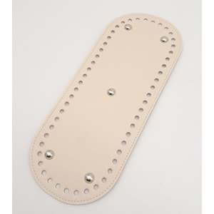 Çanta Aksesuar Suni Deri Krem Renk 30X12 cm Oval Çanta Tabanı (Gümüş Aparatlı)