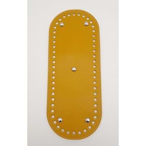 Çanta Aksesuar Suni Deri Hardal Renk 30X12 cm Oval Çanta Tabanı (Gümüş Aparatlı)