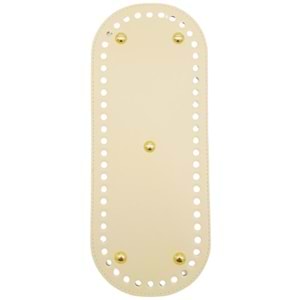 Çanta Aksesuar Suni Deri 30x12 cm Oval Çanta Tabanı Krem Renk Light Gold Aparatlı