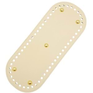 Çanta Aksesuar Suni Deri 30x12 cm Oval Çanta Tabanı Krem Renk Light Gold Aparatlı