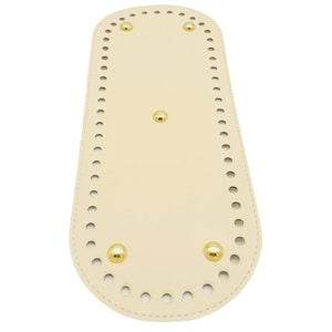 Çanta Aksesuar Suni Deri 30x12 cm Oval Çanta Tabanı Krem Renk Light Gold Aparatlı