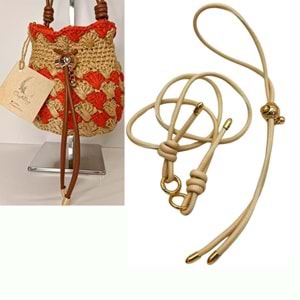 Çanta Aksesuar Düğüm Model Büzgülü Çanta Seti Krem