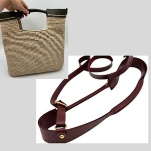 Çanta Aksesuar Tutma Saplı Model Çanta Yapım Aparatı Bordo Renk Light Gold Metalli