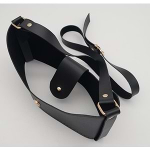 Çanta Aksesuar Siyah Suni Deri 120x2 cm Çanta Saplı Deri Seti Light Gold Metalli