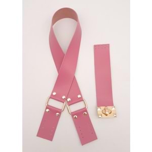 Çanta Aksesuar 70x4 cm Suni Deri Çanta Saplı Kapaklı Fuşya Çanta Seti Light Gold Metalli